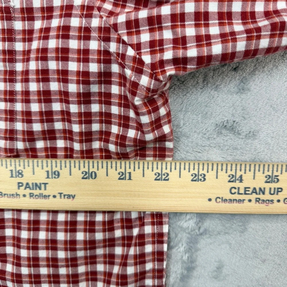 Banana Republic Button Down Men Large Red Gingham Plaid Long Sleeve Shirt